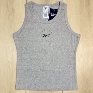 Reebok‎ Classic Women's Gray Ribbed Tank Top M Q3 IDE Training Logo NWT Gym